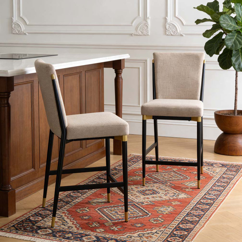 TABOURET DE COUPLE MODERNE, Noir et brun
