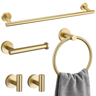 5 - Piece Bathroom Hardware Set Towel Bar Set with Toilet Paper Holder Towel Ring and Towel Hooks