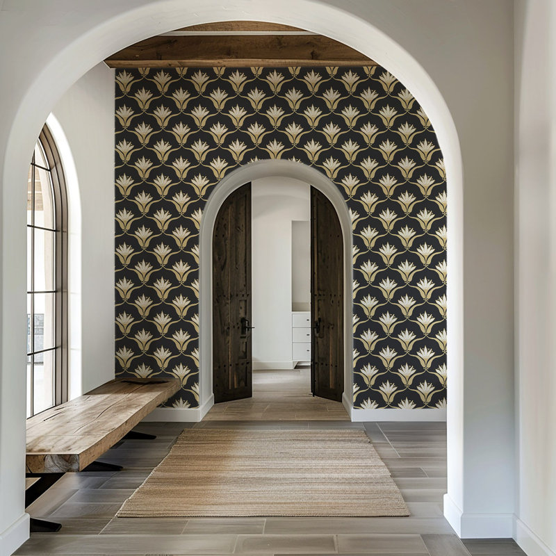 Wallflower - papier peint noir et jaune par Julianne Taylor Style