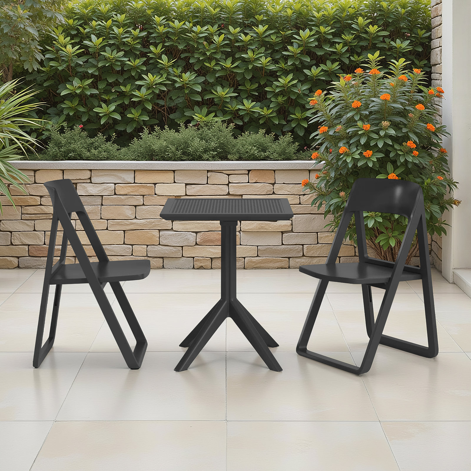 Farrah 24" Patio Bistro Set, Black