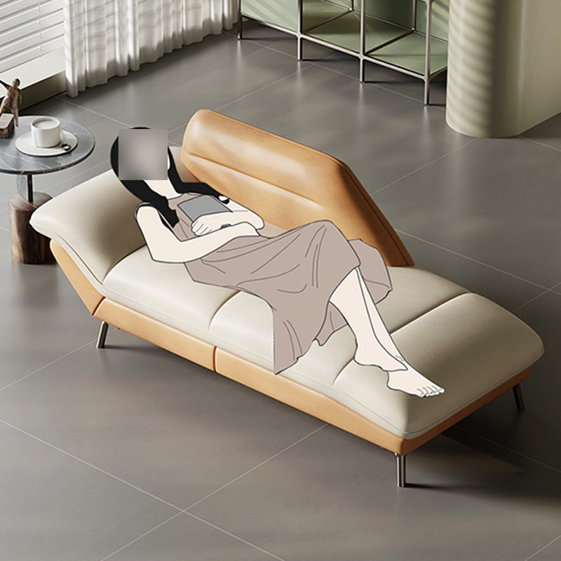 Méridiennes d'intérieur en cuir Living Room, Orienté à gauche (vu de face), Beige/Orange