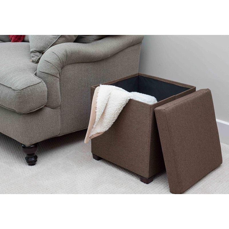 BirdRock Home 16x16 Folding Storage Ottoman with Legs, Brown, Brown