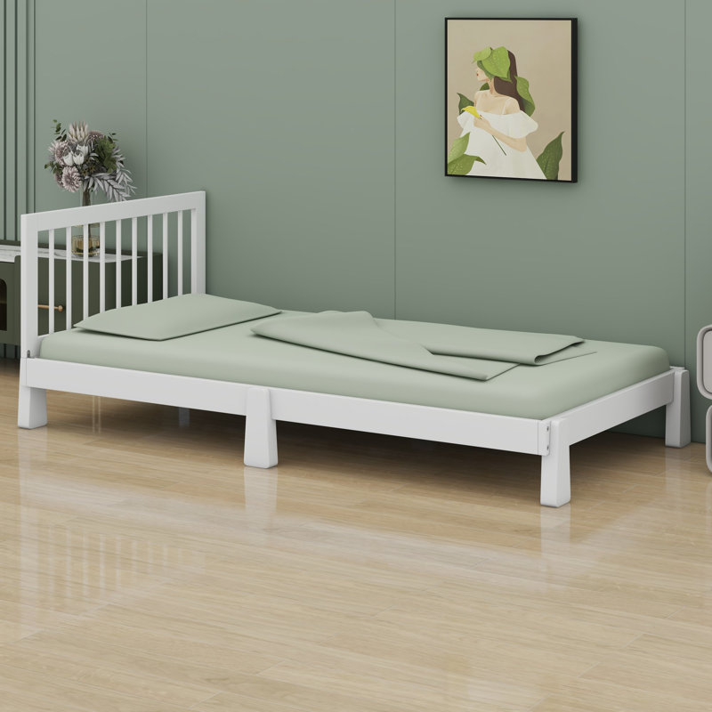lit de jour pour enfants avec garde-corps, conception convertible 3-en-1 et look épuré moderne, Twin, White