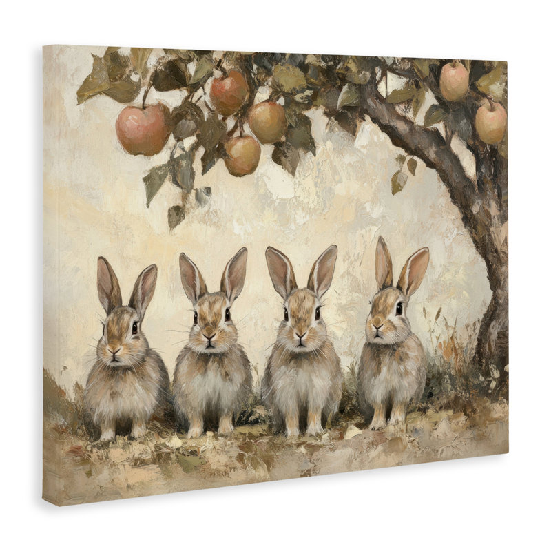 «Autumn Bunnies & Apples Canvas», conception par Petal Prints Design, H 24 po x l 30 po