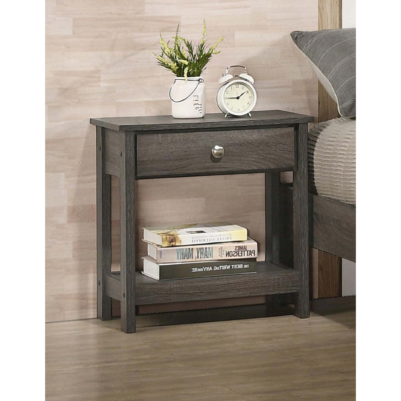 Table de chevet 1 tiroir rustique gris
