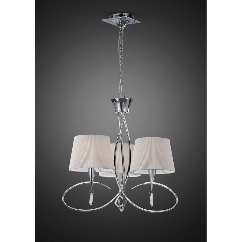Eurich 3 - Light Shaded Chandelier, Polished Chrome/White