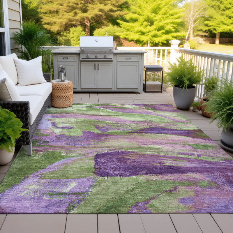Machine Washable Indoor/Outdoor Xhevrie Purple Rug, Rectangle 5' x 7'6"