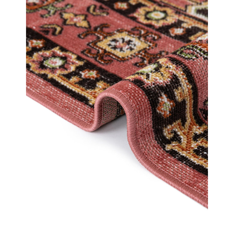 Tapis géométrique rose, Rond 5 pi 3 po