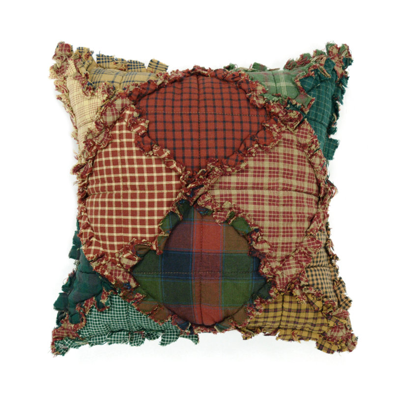 Rustic Multicolor Cotton Patchwork Square Throw Pillow