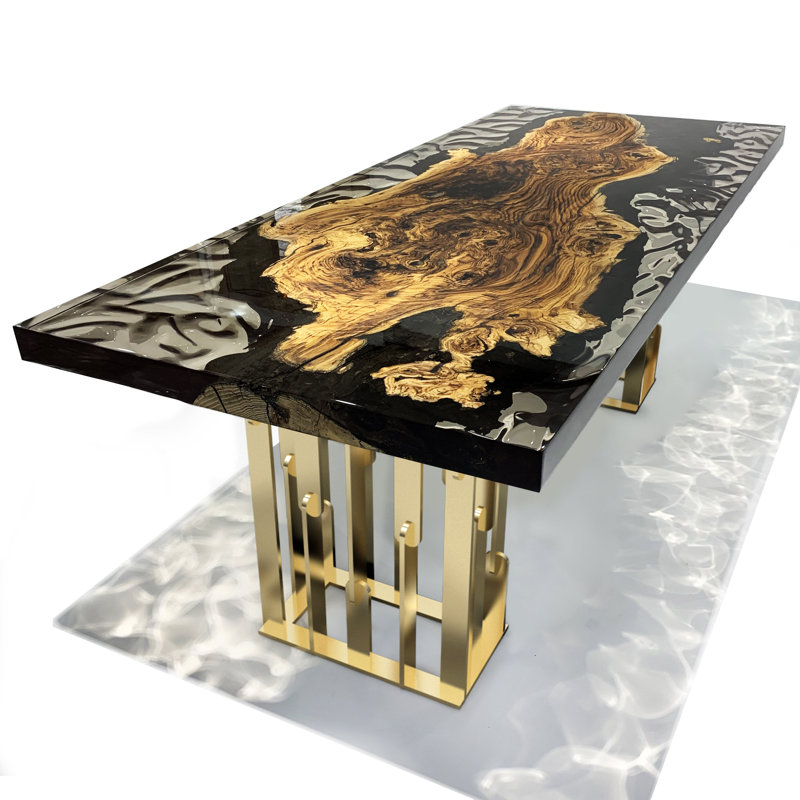 Metal Base Dining Table, H75 x L244 x W107cm