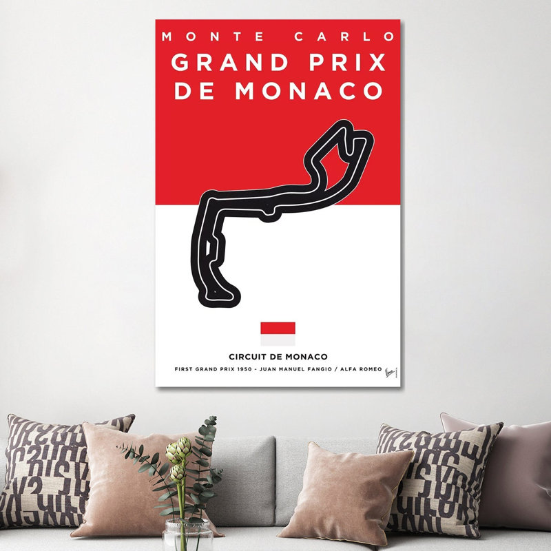 F1 Monaco Race Track Minimal Poster by Chungkong - Wrapped Canvas Print, 152.5 cm H x 101.5 cm W