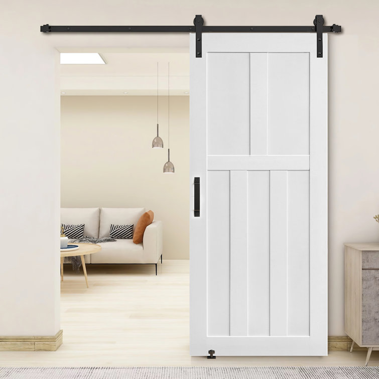 Solid Manufactured Wood Barn Doors Primed with Installation Hardware Kit Barn Door