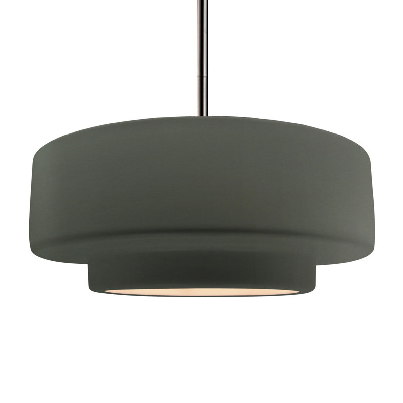Luminaire suspendu à 1 lumière Meydan, Étain, vert, H 6 po x l 16,25 po x P 16,25 po, Nickel brossé