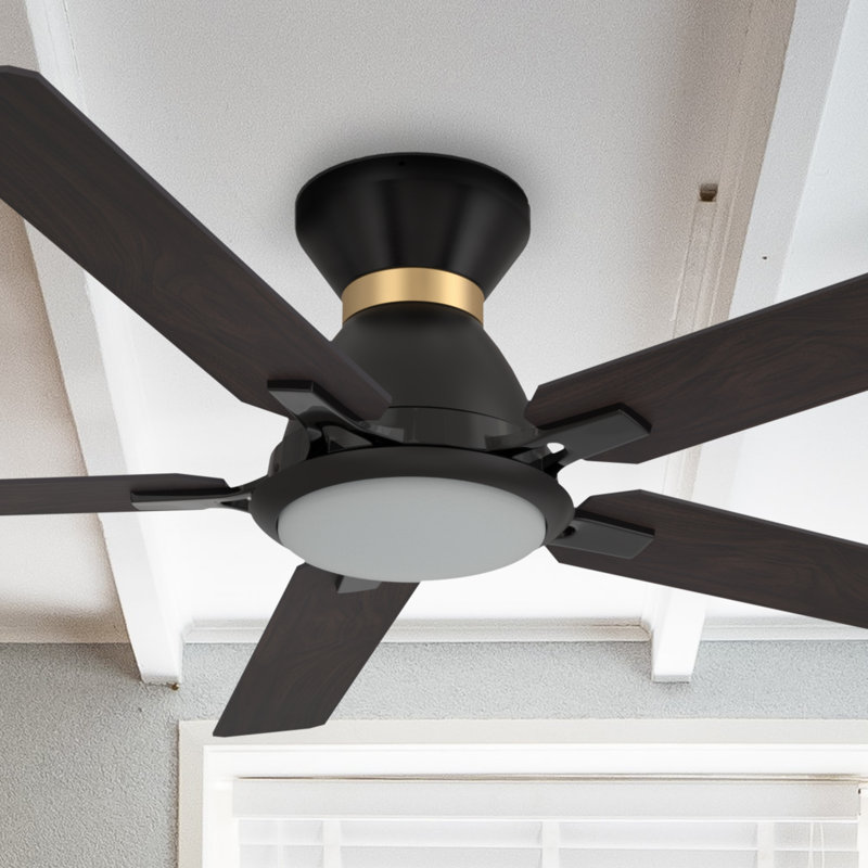 52'' Smart Ceiling Fan with Remote Control and Light Kit Included, Gray Oak
