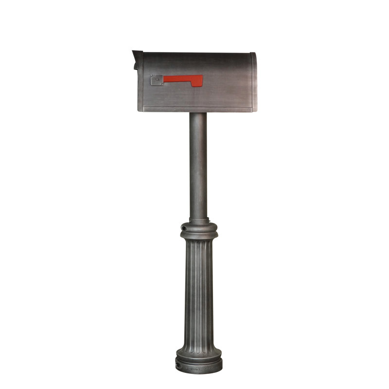 Aluminum Post Mounted Post Box, Swedish Silver