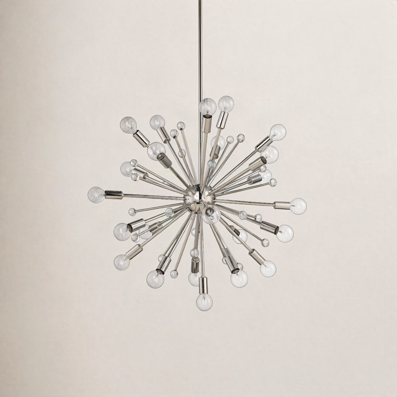 24-Light Chandelier, Nickel poli