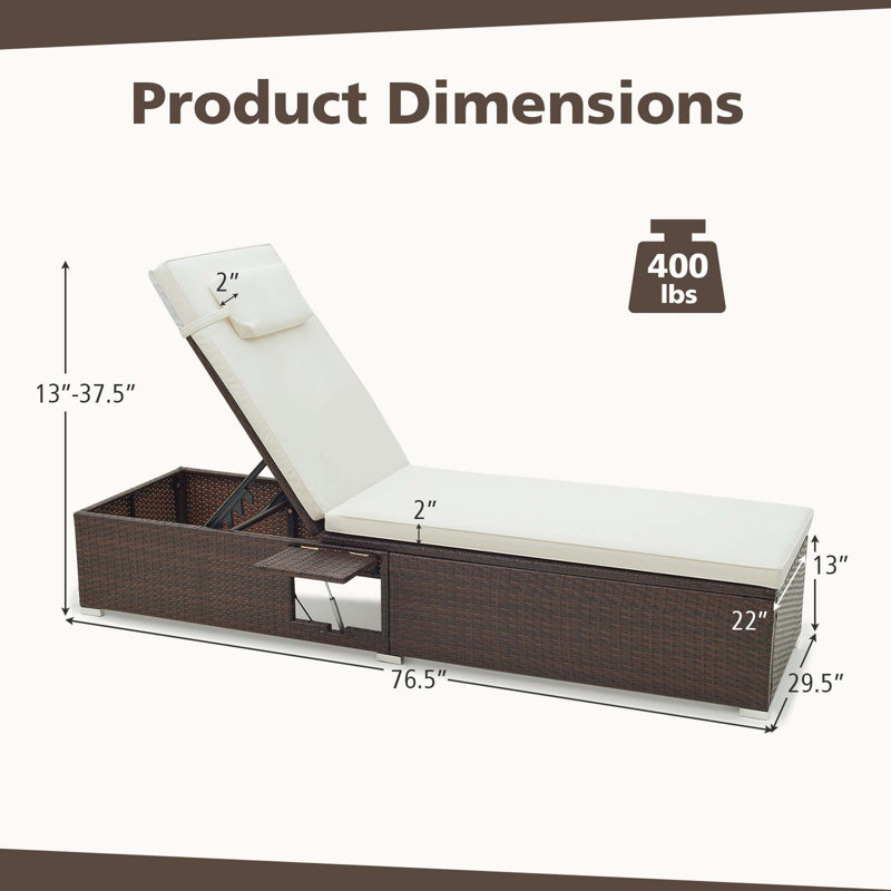 Ebern Designs 2 Pcs Patio Chaise Lounge With 6-level Backrest, Comfy Seat Cushion & Headrest