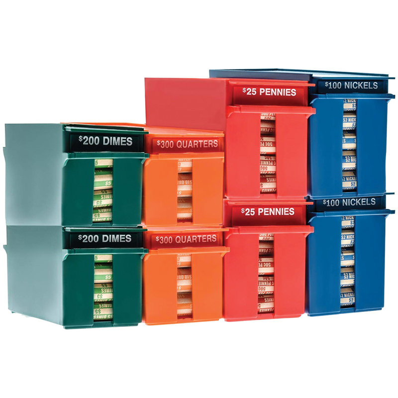 Multicolor Plastic Lockable Coin Storage Boxes Set