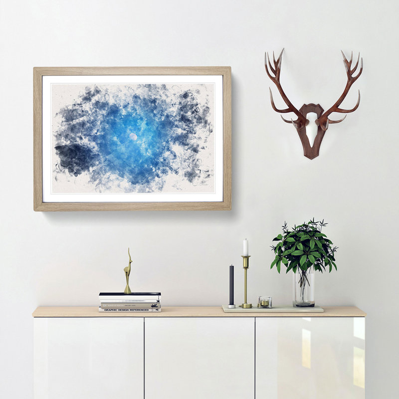 Half Moon - Picture Frame Painting Print, 40cm H x 60cm W x 2cm D, Oak Framed