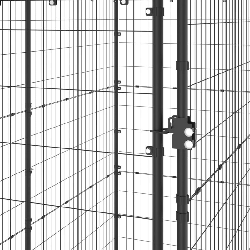 Livingon 180cm H Powder-coated Steel. PE Kennel With Door, Black