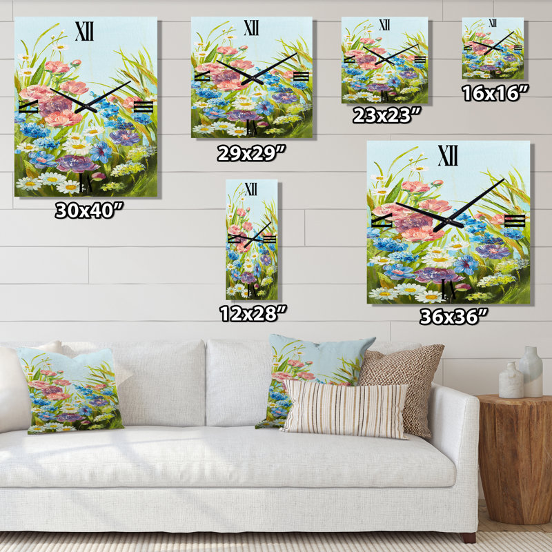 Horloge murale Still Life of Wildflowers III, Grand
