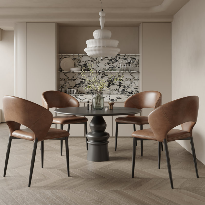 Open Back Modern Dining Chair, Brown