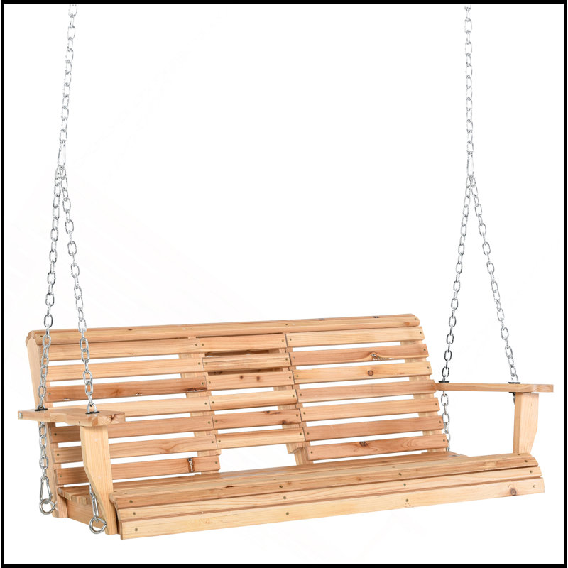 Balancelle polyvalente en bois à trois places avec table pliable et chaînes