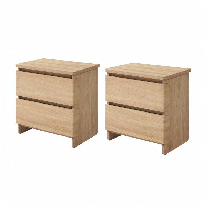 Table de chevet 2 tiroirs Myrella, Naturel, 2