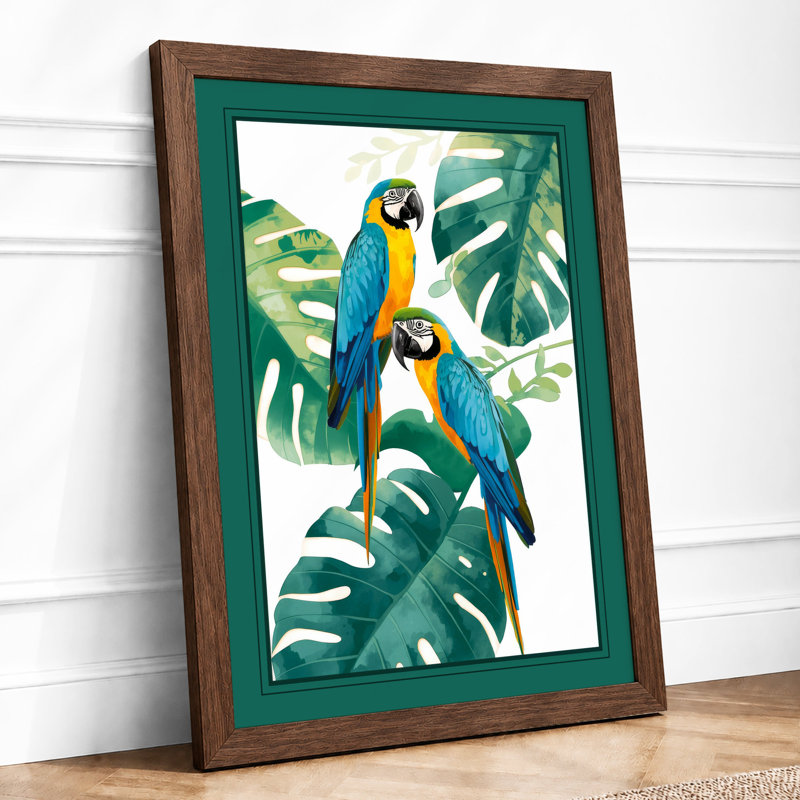 Macaws Tropical - Framed Print, A1 - 84.1 x 59.4 cm, Walnut