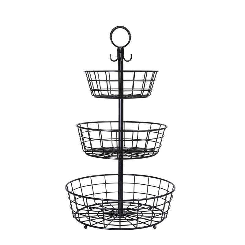 Countertop French Country 3 Tier Wire Basket Stand For Storing & Organizing