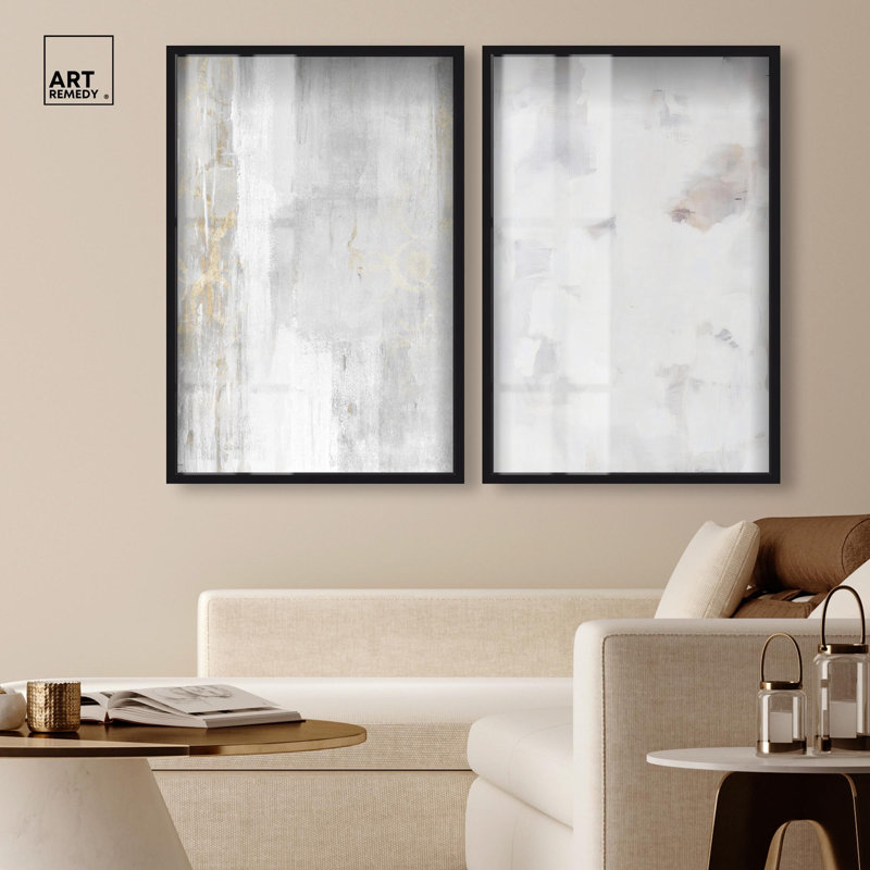 Storytelling Shadowbox Print Boho Gold Wall Decor Set by Art Remedy, Black Frame, 10 x 15, 55" H x 37" W, Blonde Frame