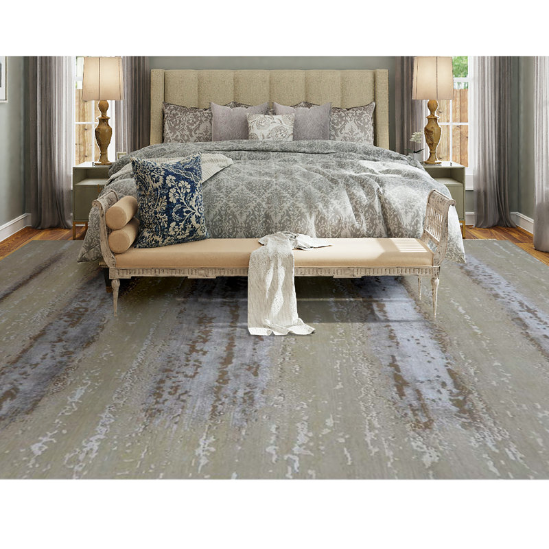 Abstract Area Rug in Taupe, Rectangle 2' x 3'