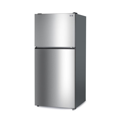 BLACK+DECKER 20.1 Cu. Ft. Top Mount Refrigerator with Freezer, 2 Door Refrigerator with Top Freezer and Adjustable Temperature Control, Full Size Kitchen Refrigerator, BR2010JS, Stainless Look