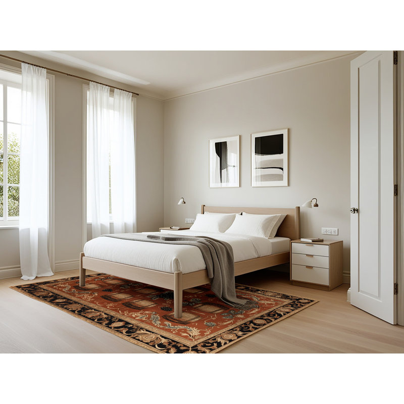 Tapis brun français lavable à la machine, Rectangle 5 pi x 7 pi