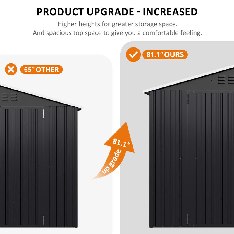 Polar Aurora 10 x 14 FT Black Metal Outdoor Storage Shed with Updated Frame
