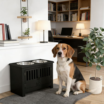 Station d'alimentation pour chien et armoire de rangement pour aliments, grande capacité