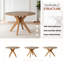 Table de salle à manger ronde Xavion Mid-Century en bois massif de 48 po avec pieds évasés sculptés, chêne miel-103260421