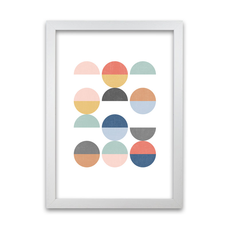 Simple Circles With Texture Original - Print, White Frame, 30cm H x 21cm W x 3cm D