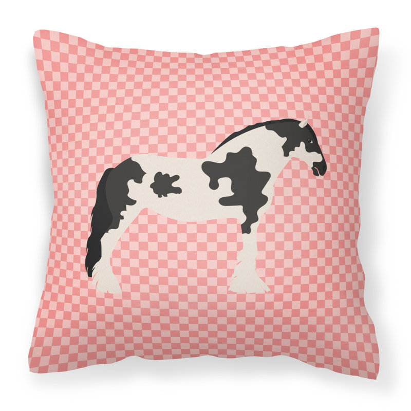 Coussin décoratif d’extérieur en toile carrée à contrôle cheval, Rose, 18 po x 18 po