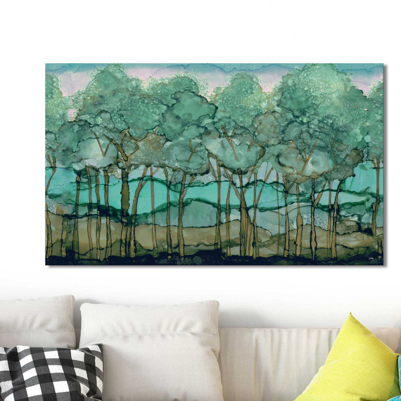 " Green Tree Grove " Painting Print, 18" H x 40" W x 1" D