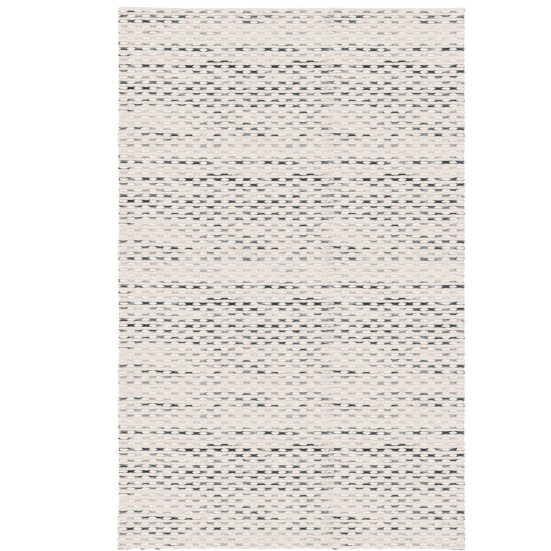  Laureldale Hand Woven Wool/Cotton Abstract Rug in Beige/Blue, Rectangle 4' x 6'