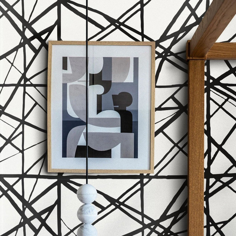 Grey and White Modern Abstract Stripe Wallpaper