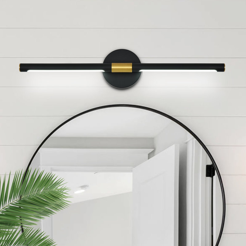 Mykai Dimmable 6000K LED Vanity Light, Black/Brass