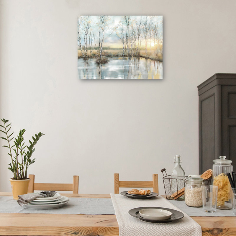 Calm Reflections by Studio Arts Meadow Birch Trees Canvas Art Print, Wrapped Canvas, 30" H x 40" W x 1.5" D