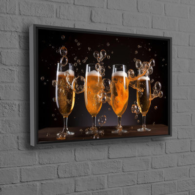 Champagne Theme Modern Canvas Art Print Ideal for Office or Living Room Decor Seeking to Enthrall Beer Enthusiasts and Elevate Their Space with Unique Aesthetic Appeal