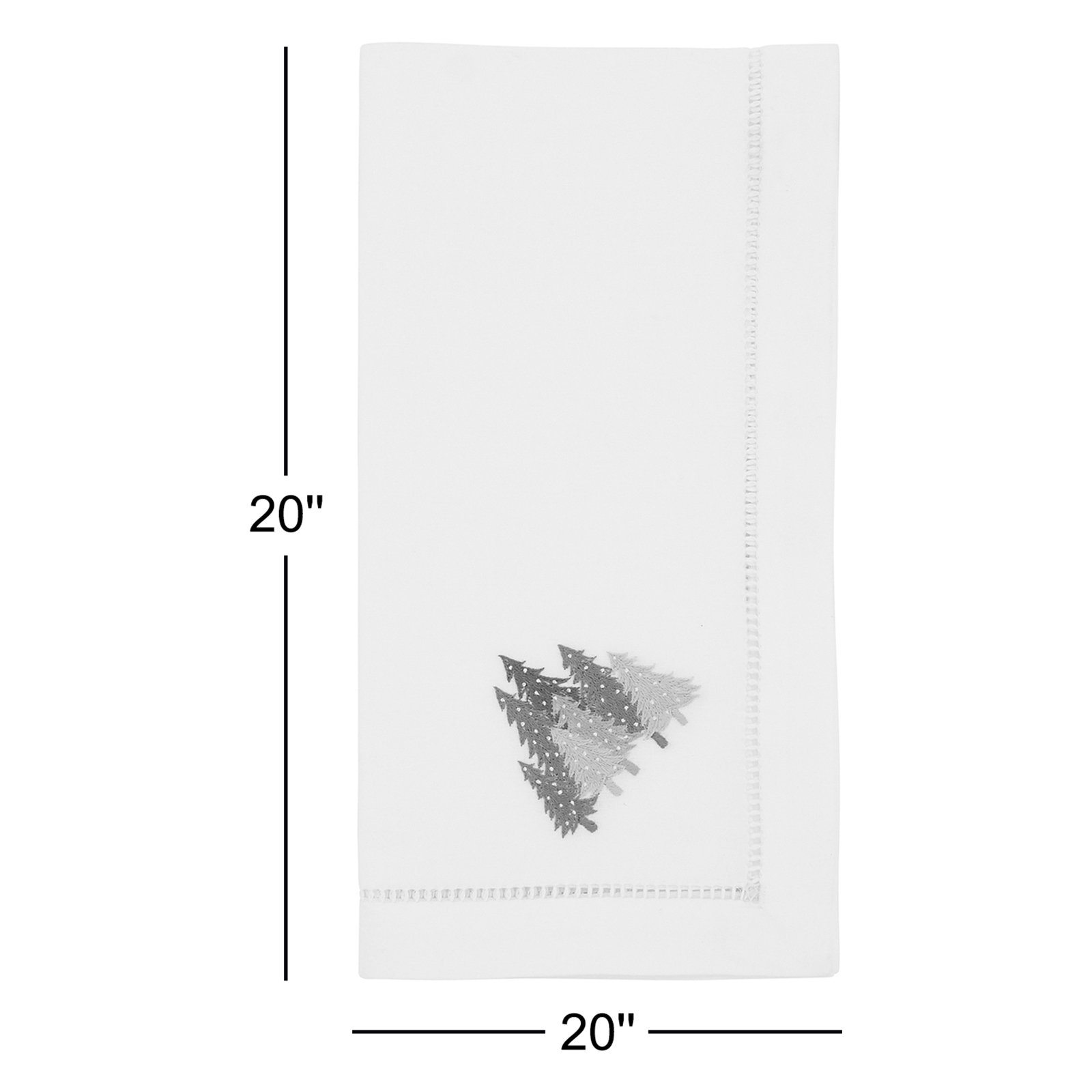 The Broderie Collection The Broderie Cotton Napkin, Grey Christmas Trees