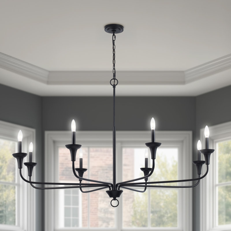 Lustre moderne à 8 lumières Capella, Noir, 8 lumières