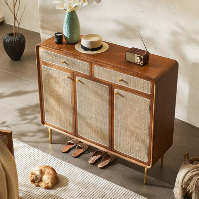 Modern Walnut Solid Wood Shoe Storage