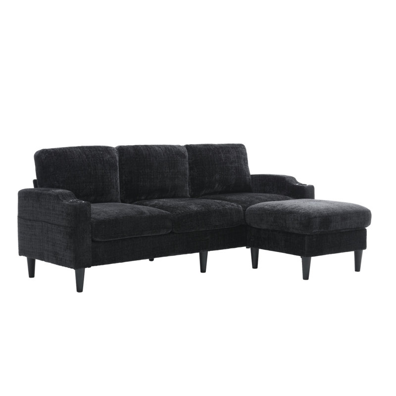 storage sofa /Living room sofa cozy sectional  sofa, Black Polyester