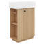 Petit meuble-lavabo 21,6 po avec lavabo en céramique, meuble-lavabo étroit avec porte droite et tablettes ouvertes à gauche
